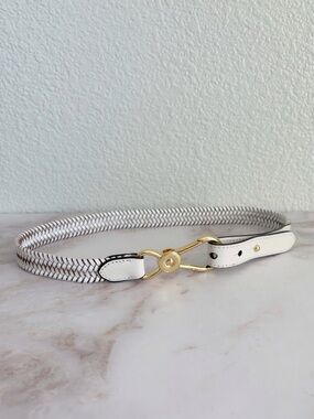 Ralph Lauren Nautical Clip Braided Leather Belt Size XS